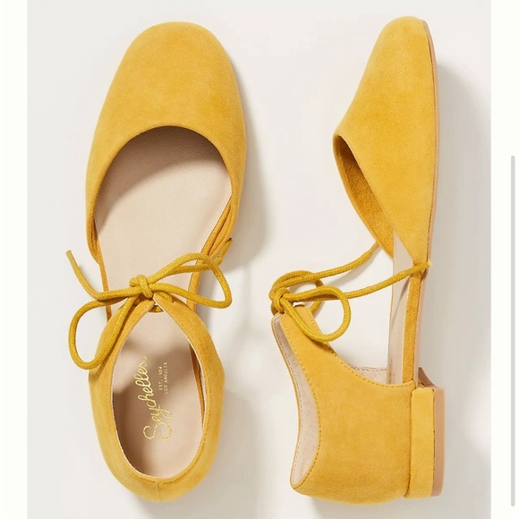Seychelles Shoes - Anthropologie Seychelles Women's Ankle Tie Suede Flats Yellow size 10 New Boho